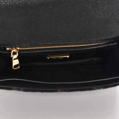 Miu Miu Wool Plaid Crystal Embellished Shoulder Bag Blue 5 of 7