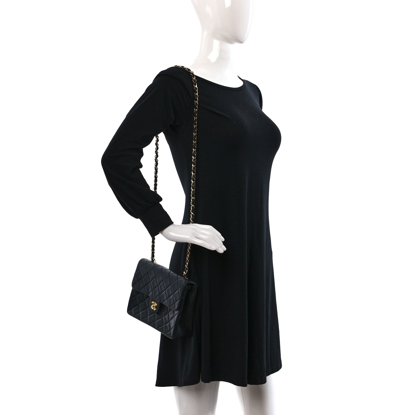 Lambskin Quilted Mini Square Flap Bag Black