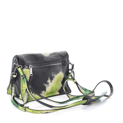 Prada Glace Calf Tie-Dye Print Etiquette Flap Black Lime 3 of 10