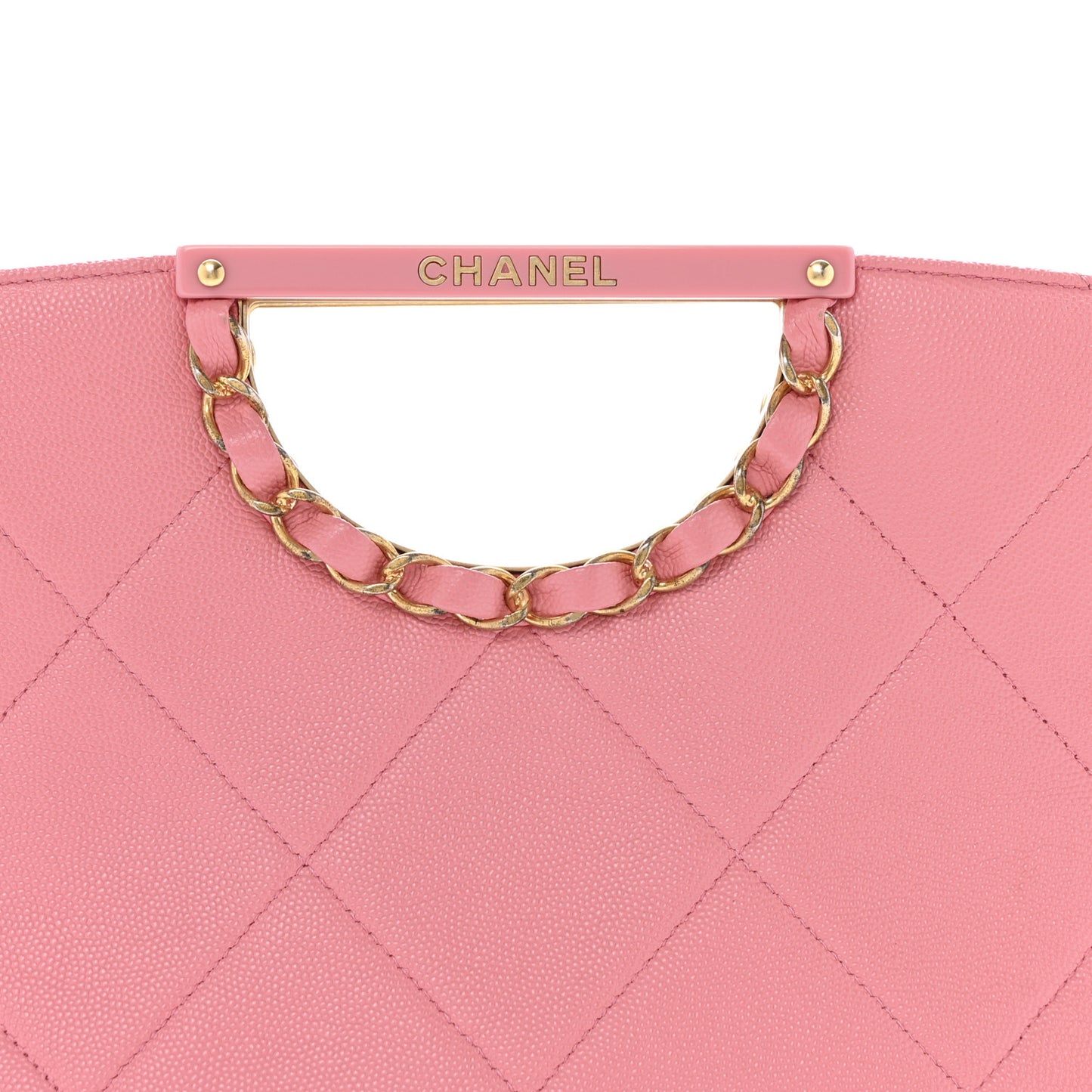Caviar Quilted A Real Catch Clutch Pink