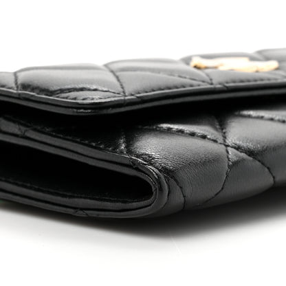 Chanel Shiny Lambskin Ribbon Quilted Clutch With Chain Black 11 of 12