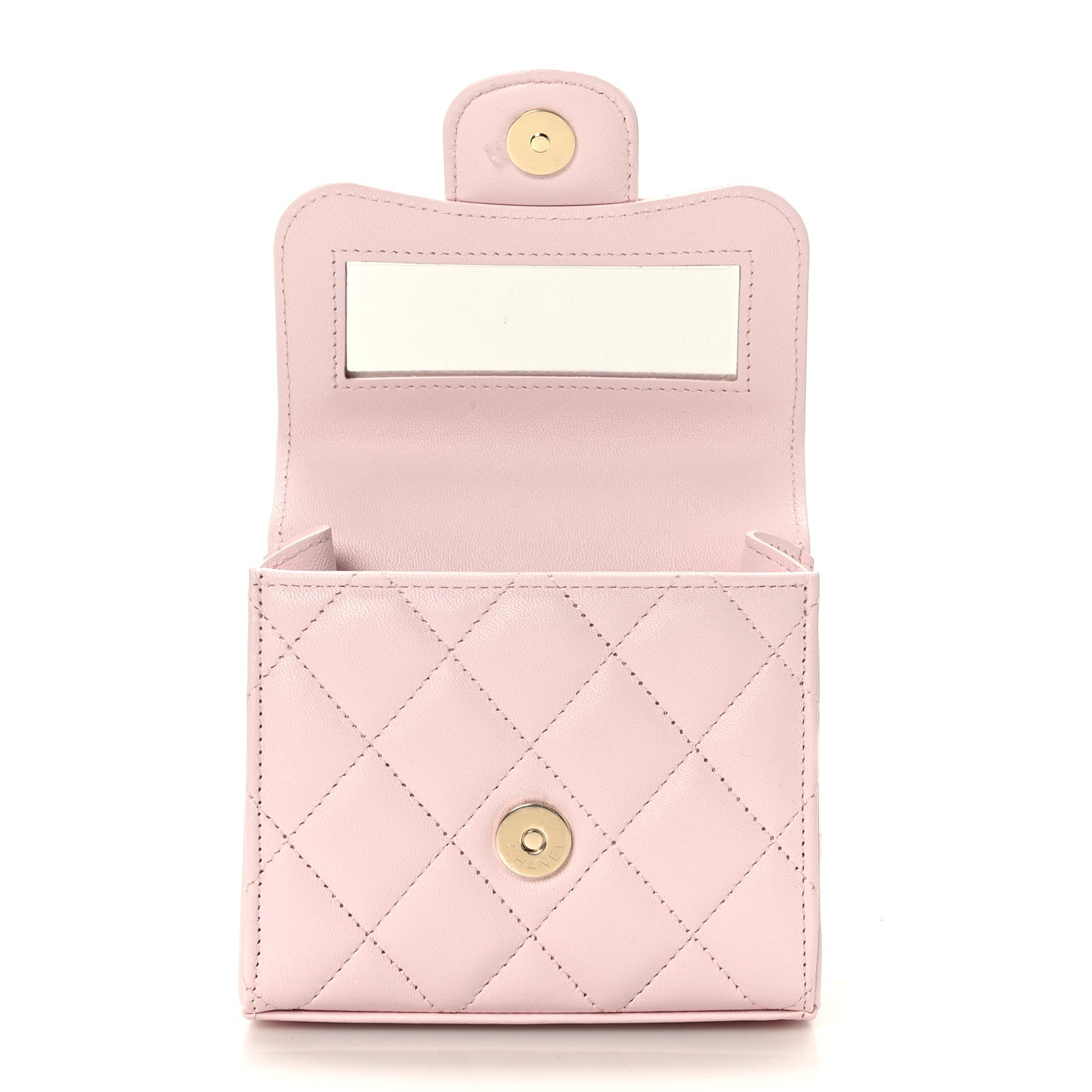 Chanel Lambskin Quilted Top Handle Clutch With Chain Light Pink 5 of 11