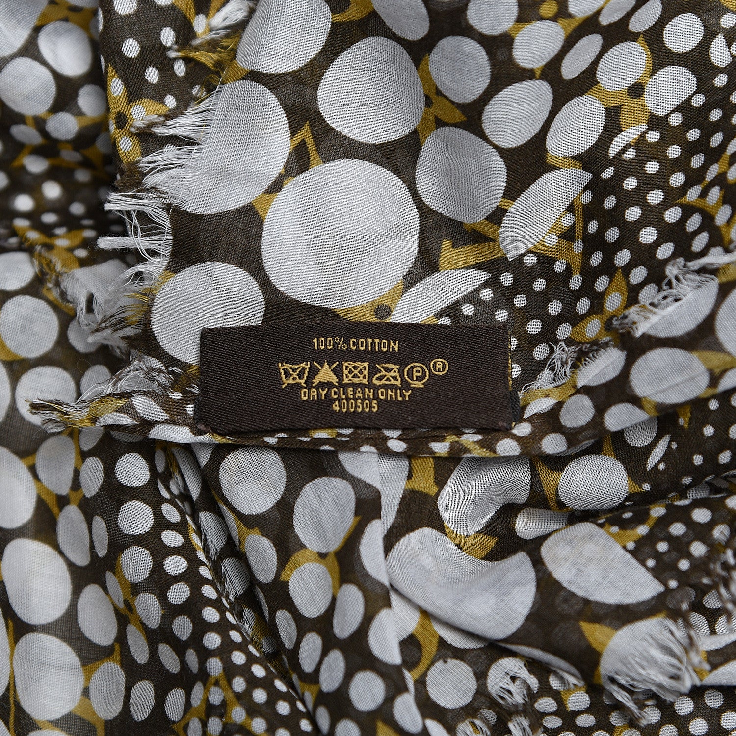 Louis Vuitton Cotton Monogram Kusama Infinity Dots Pareo Scarf White 5 of 6