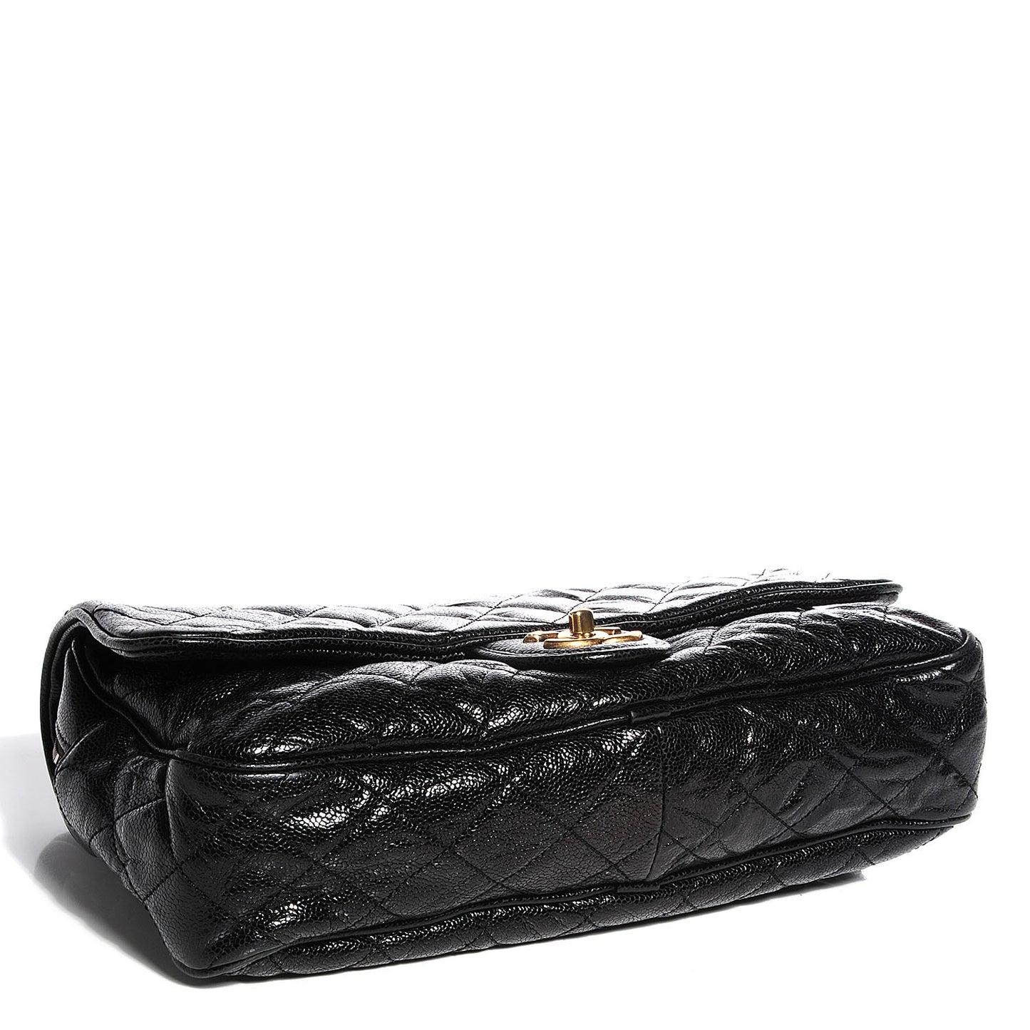 Crumpled Grained Calfskin Large Shiva Flap Black