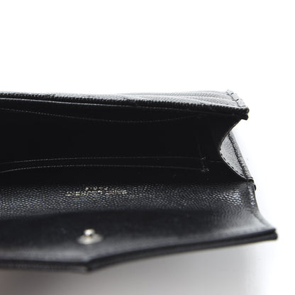 Saint Laurent Grain De Poudre Matelasse Chevron Small Monogram Envelope Wallet Black 4 of 8