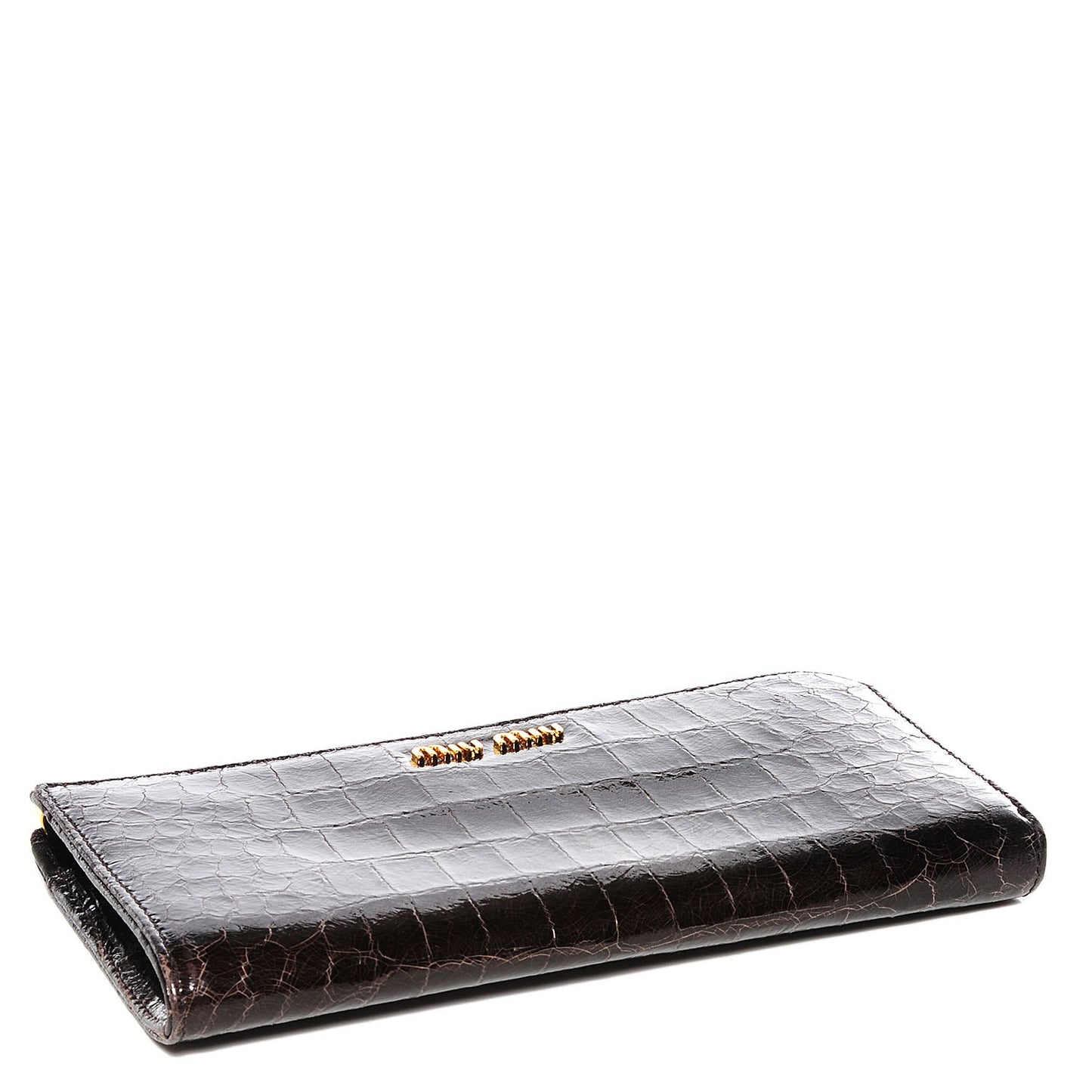 Patent Crocodile Embossed St Cocco Lux Zip Wallet Chocolate