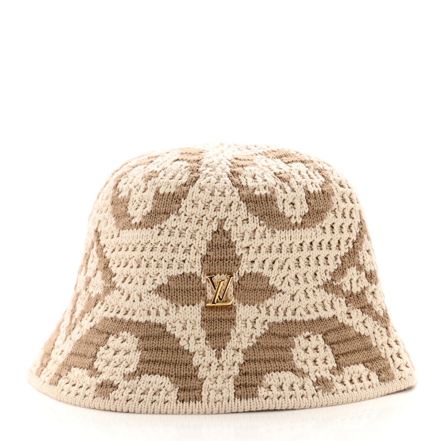 Knit Monogram Flowers LV Seaview Bucket Hat S Beige