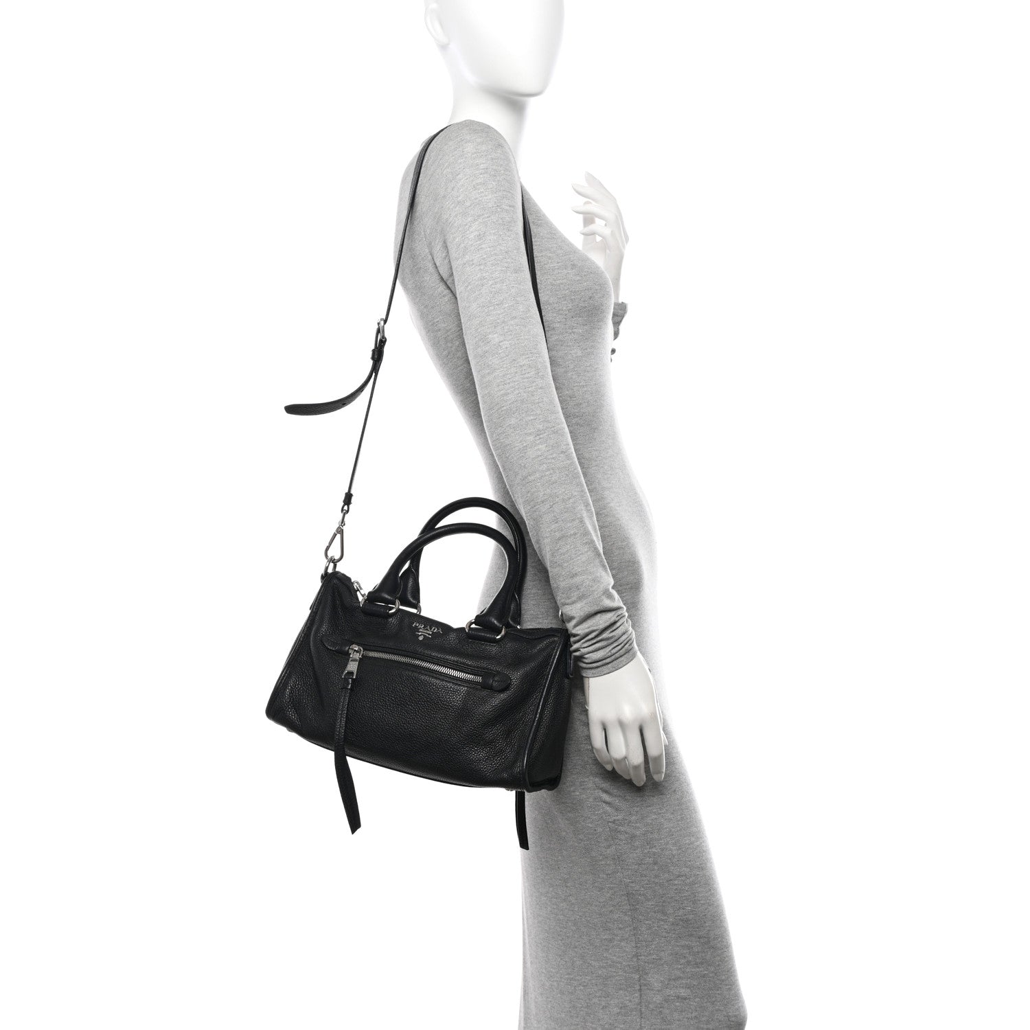 Prada Vitello Daino Shopping Satchel Black 2 of 10