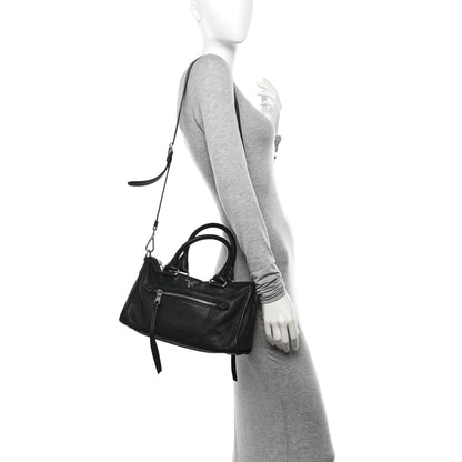 Prada Vitello Daino Shopping Satchel Black 2 of 10