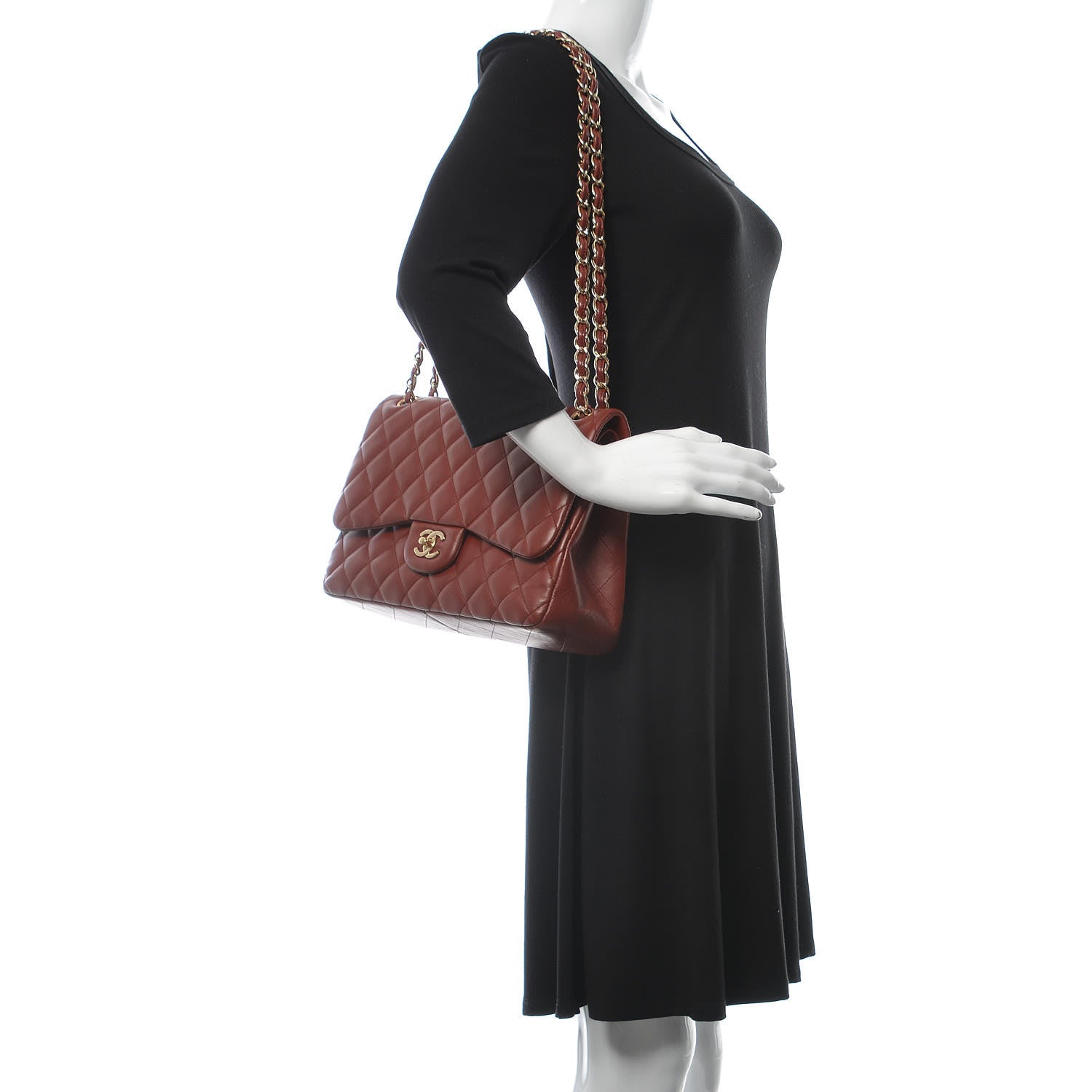 Chanel Lambskin Quilted Jumbo Double Flap Burgundy 2 of 13