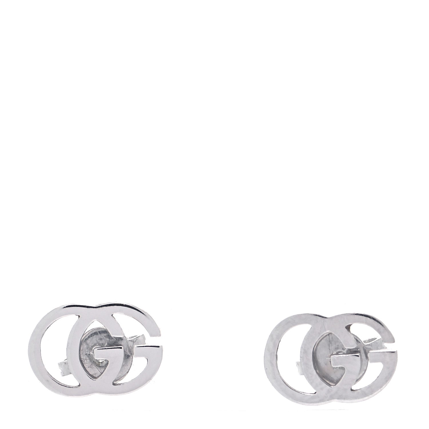 Gucci 18K White Gold GG Tissue Stud Earrings 1 of 5