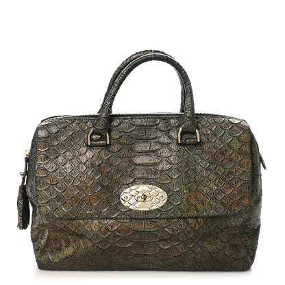 Mulberry Metallic Snake Print Medium Del Rey Satchel Gold 1 of 9
