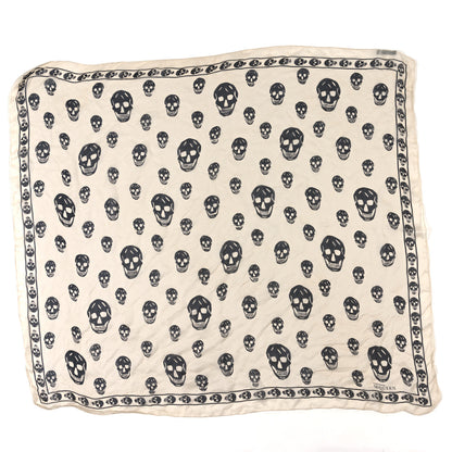 Alexander McQueen Silk Chiffon Skull Scarf Ivory Black 1 of 6