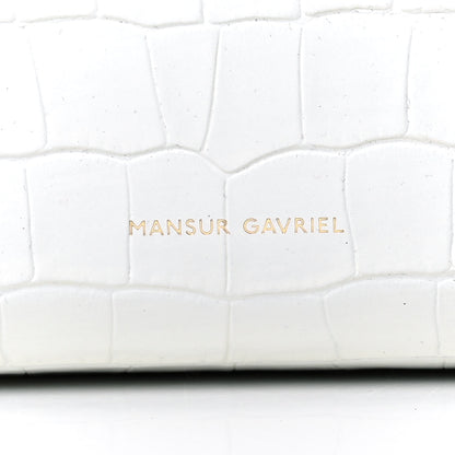 Mansur Gavriel Calfskin Crocodile Embossed Large Shopping Tote White 7 of 12