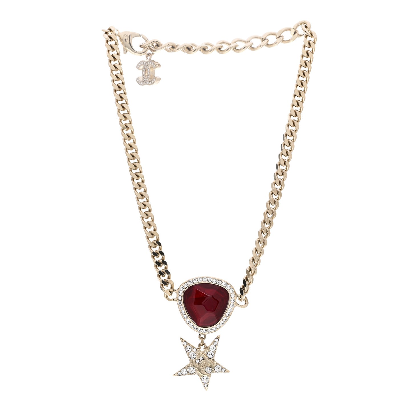 Crystal Star Choker Gold Silver Red