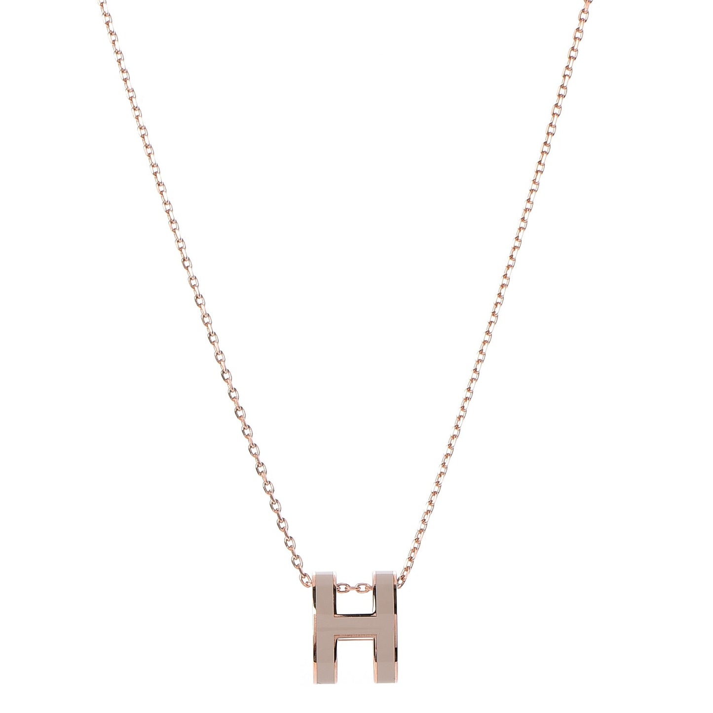 Lacquered Rose Gold Pop H Pendant Necklace Marron Glace