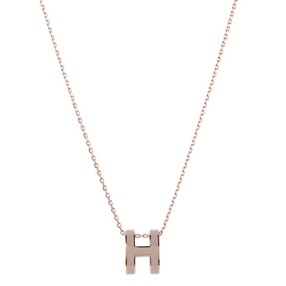 Hermes Lacquered Rose Gold Pop H Pendant Necklace Marron Glace 1 of 5