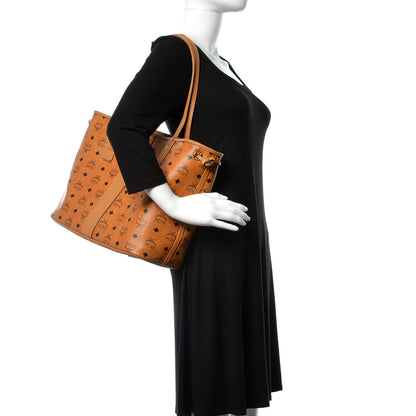 MCM Visetos Medium Liz Reversible Shopper Tote Cognac 2 of 17