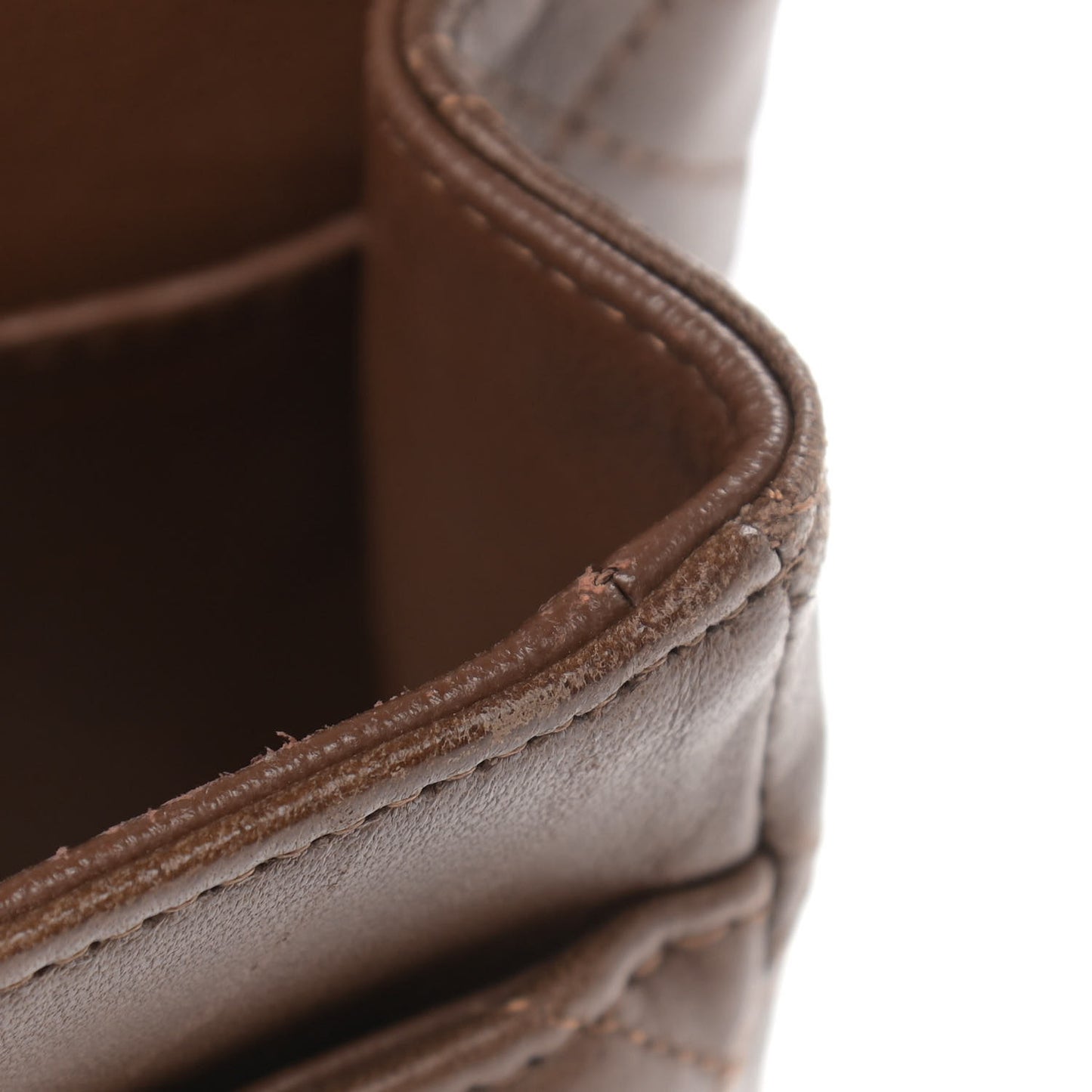 Lambskin Quilted Medium Double Flap Brown