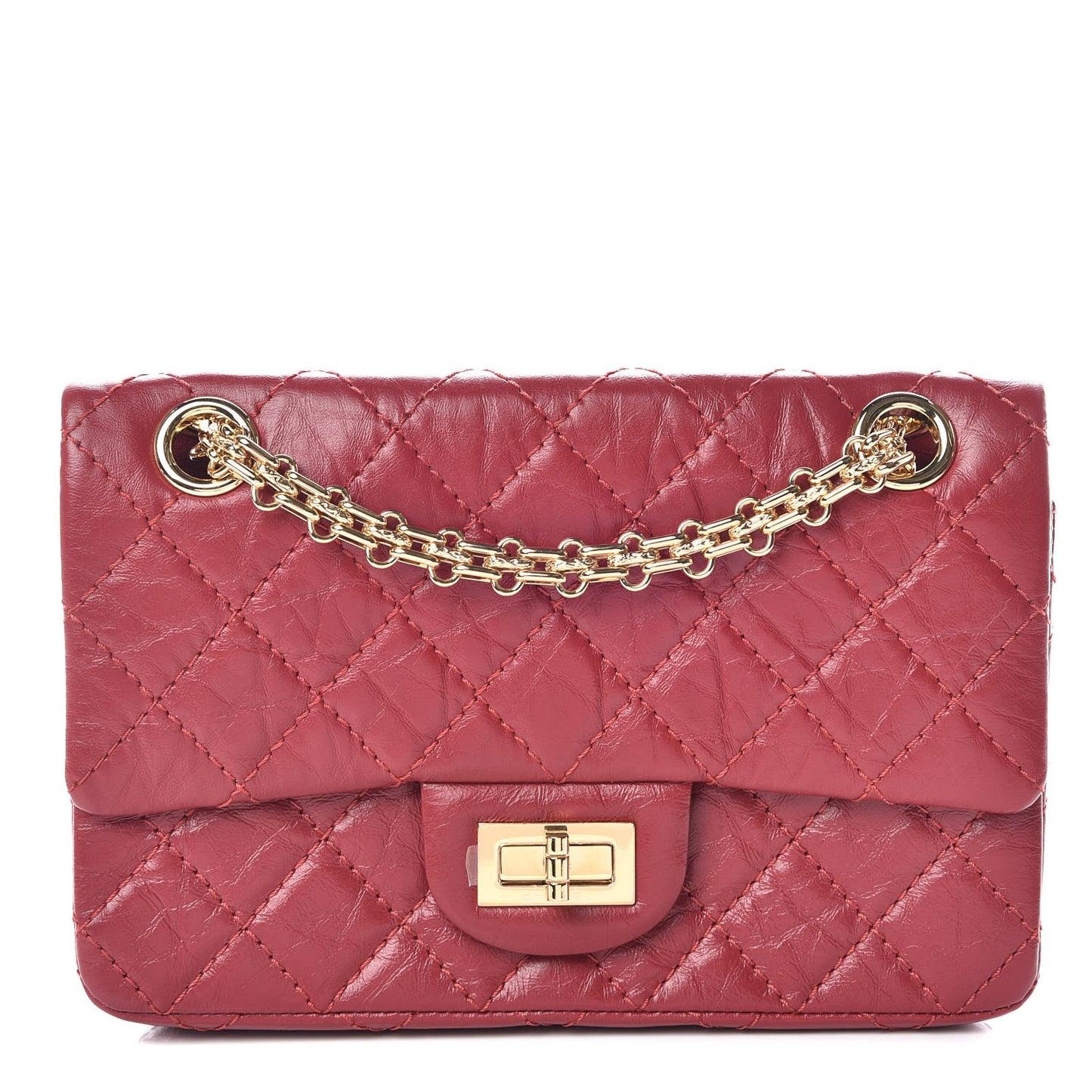 Aged Calfskin Quilted 2.55 Reissue Mini Flap Red