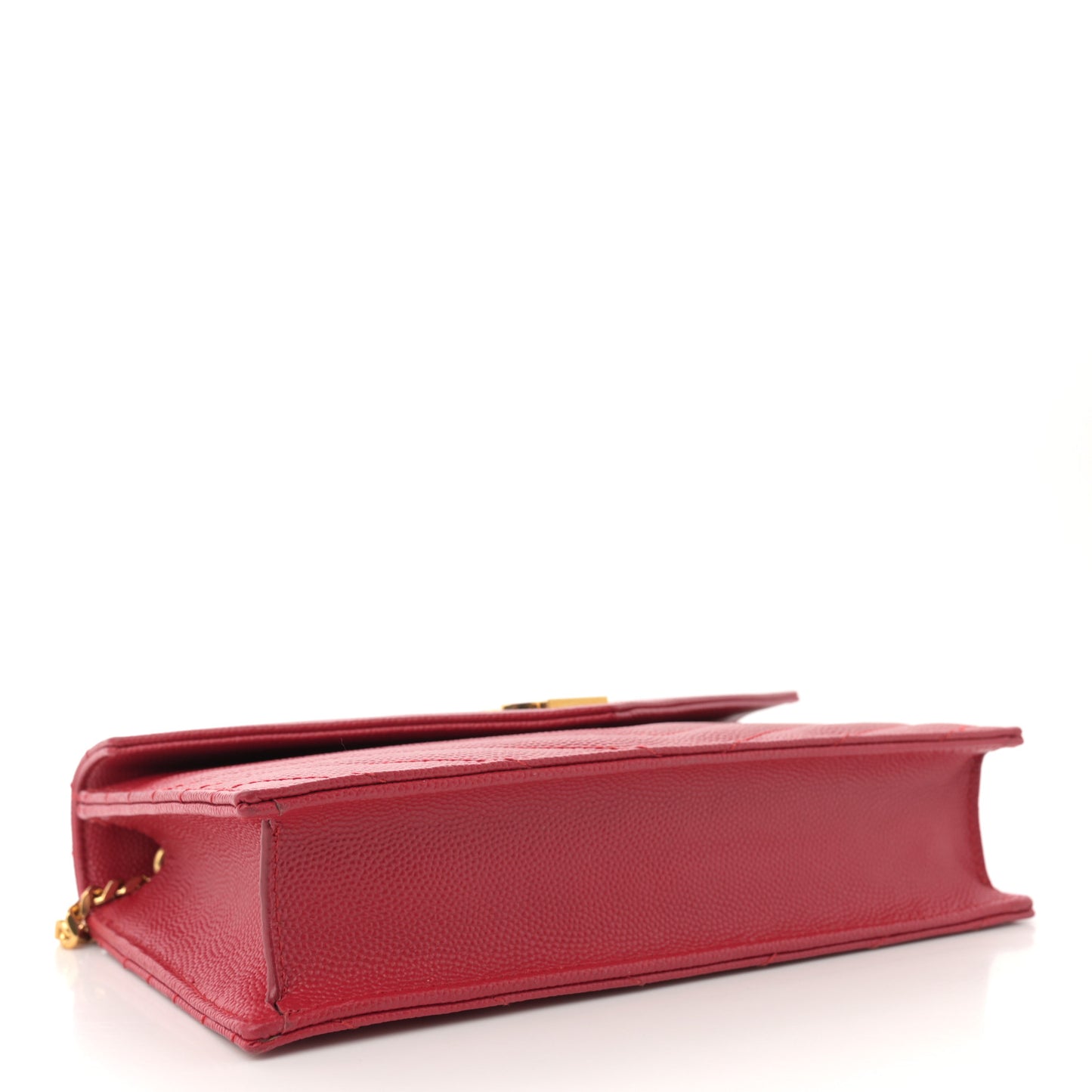 Grain De Poudre Matelasse Chevron Monogram Envelope Chain Wallet New Red