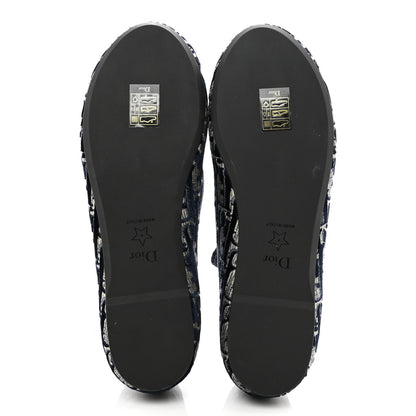 Christian Dior Velvet Oblique Poeme Laced Ballerina Flats 36.5 Blue 5 of 8