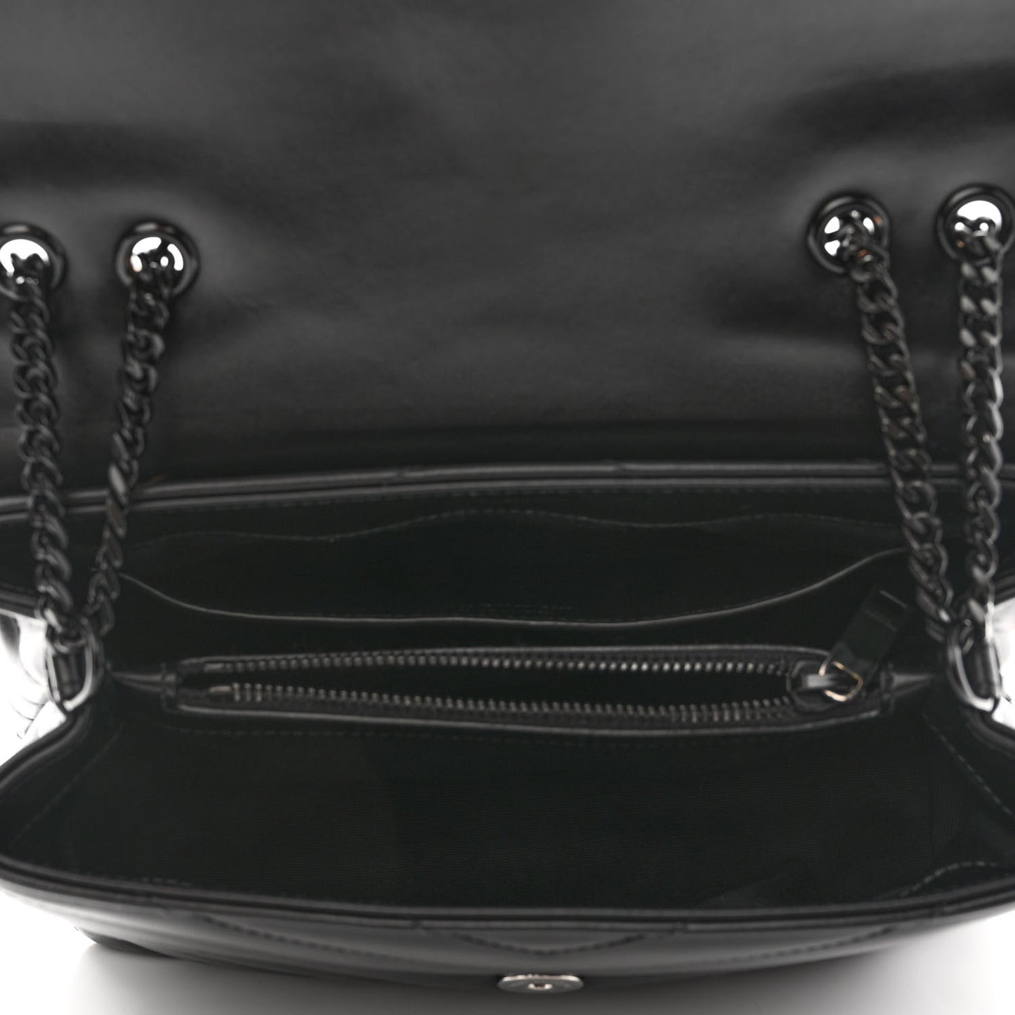 Calfskin Y Quilted Monogram Monochrome Small Loulou Chain Satchel Black