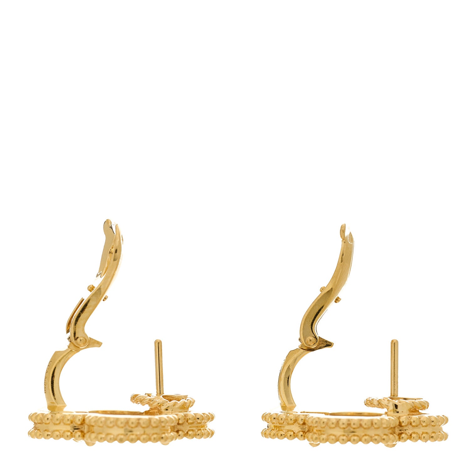 Van Cleef & Arpels 18K Yellow Gold Mother of Pearl Magic Alhambra Earrings 3 of 5