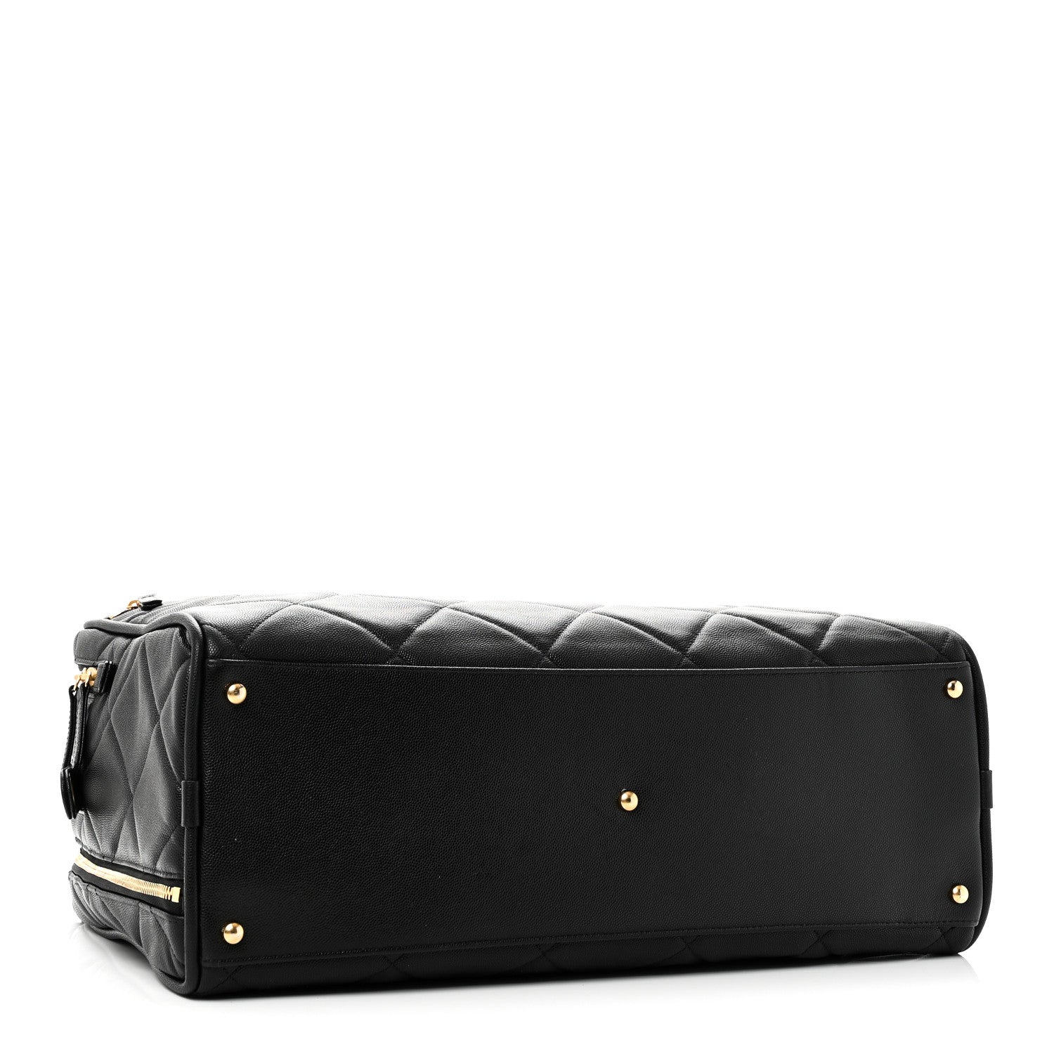 Chanel Shiny Grained Calfskin Quilted Travel Bowling Bag Black 3 of 10