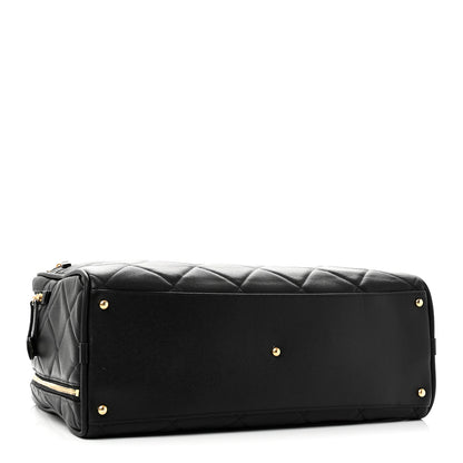 Chanel Shiny Grained Calfskin Quilted Travel Bowling Bag Black 3 of 10