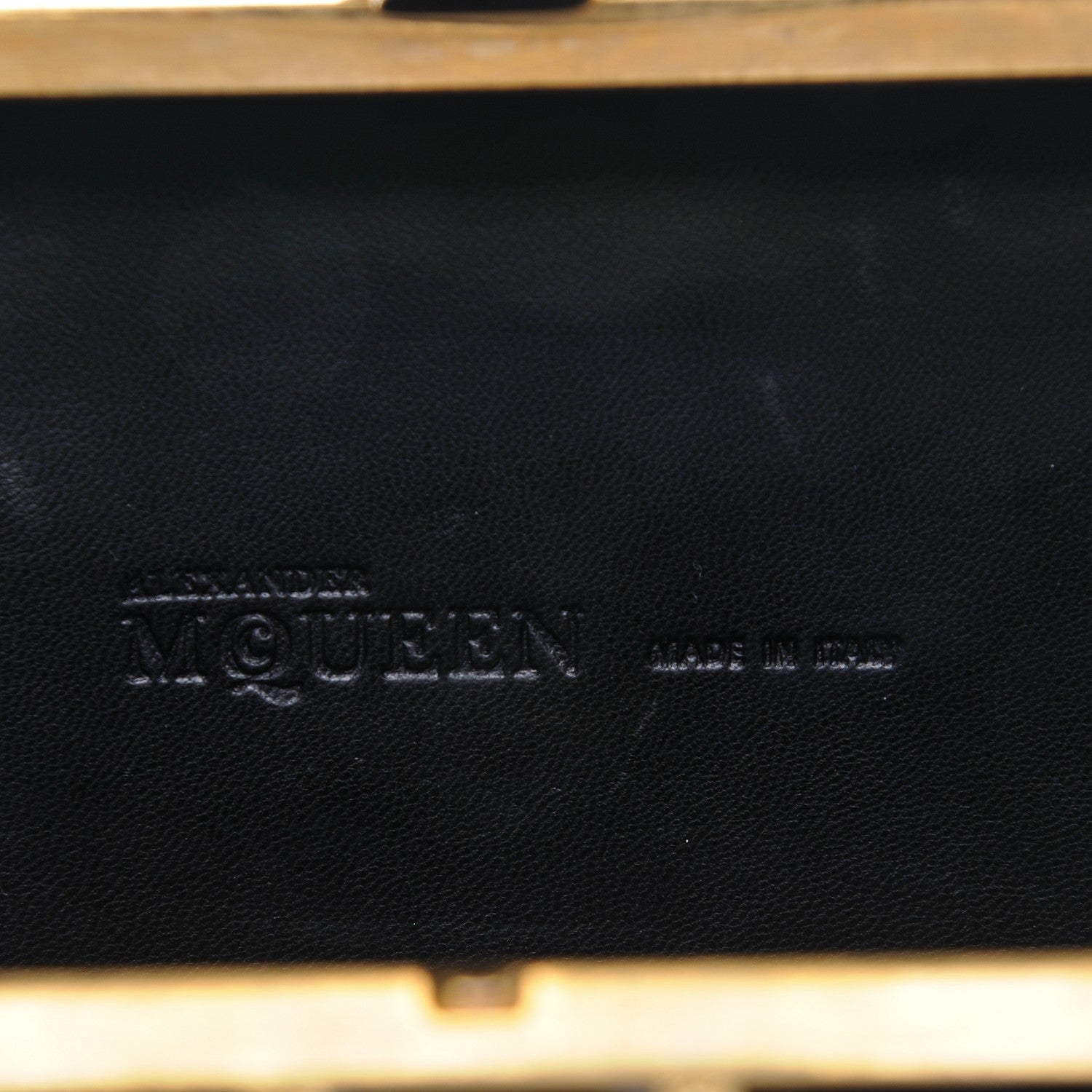 Alexander McQueen Patent Calfskin Suede Britannia Skull Box Clutch Black Gold 6 of 7