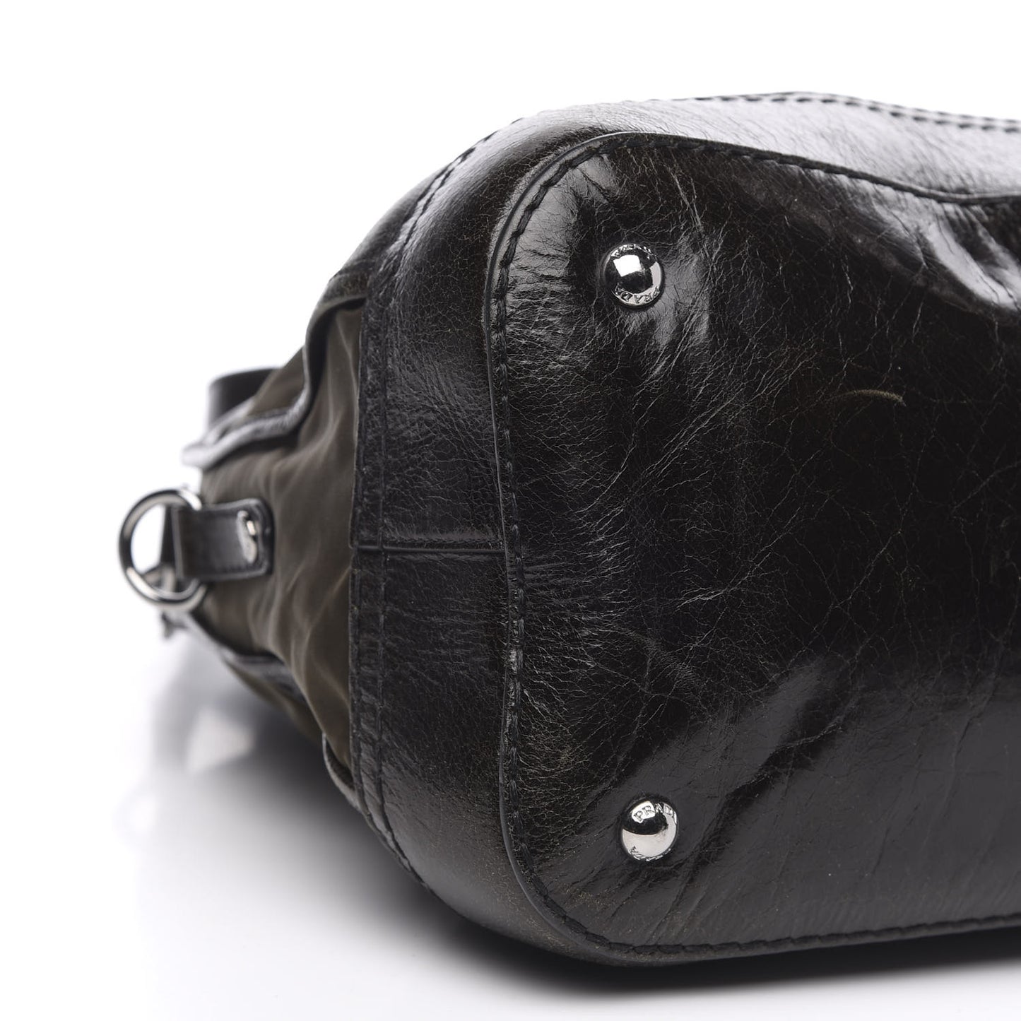Tessuto Nylon Vitello Shine Dome Satchel Mimetico