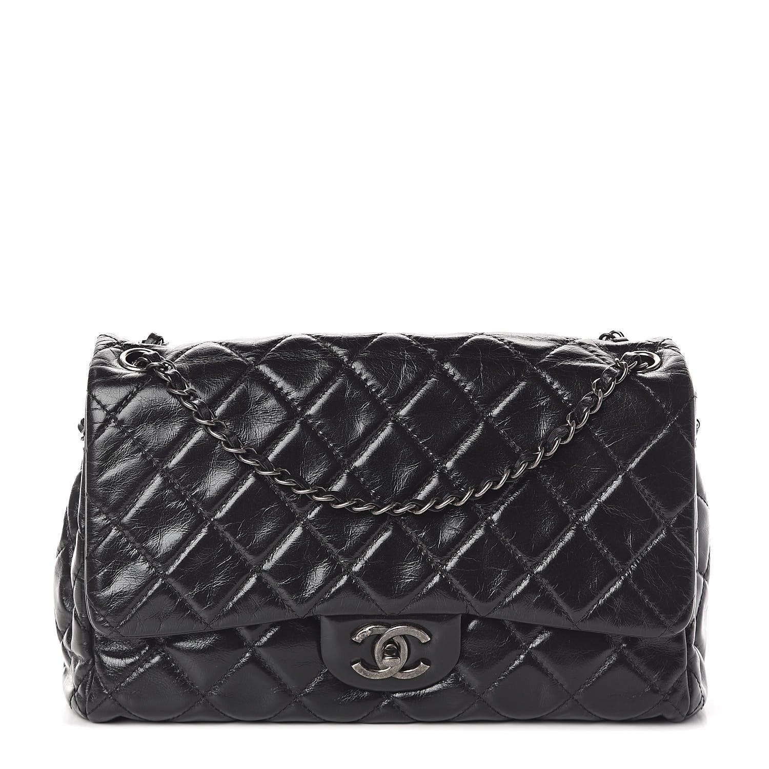 Chanel Glazed Calfskin Quilted Large Coco Soft Flap Black 1 of 10