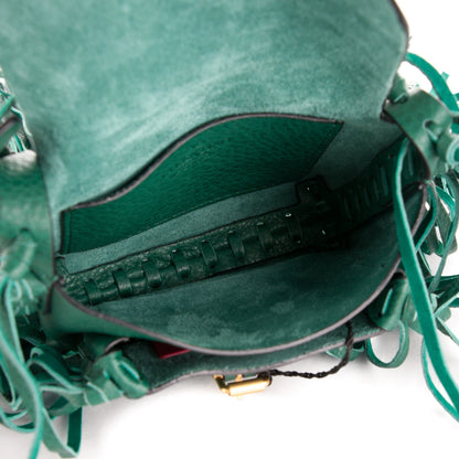 Valentino Garavani Pebbled Calfskin Small C Rockee Fringe Shoulder Bag Light Emerald 5 of 7