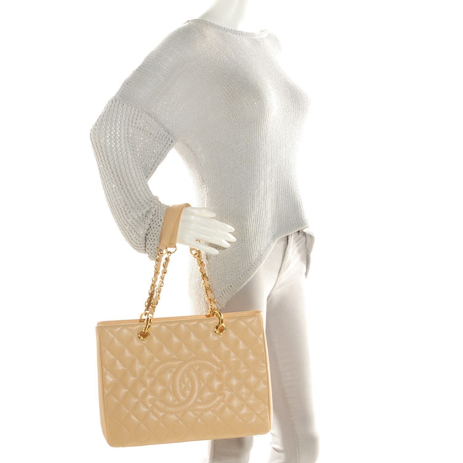 Chanel Caviar Quilted Grand Shopping Tote GST Beige Clair 2 of 7