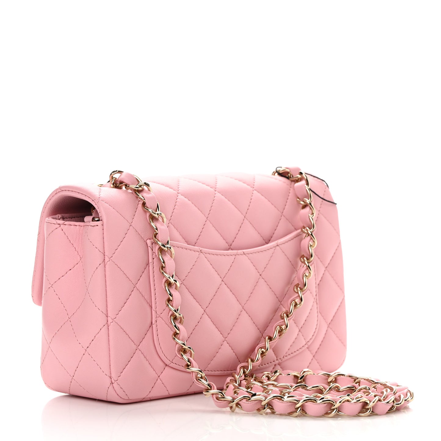 Lambskin Quilted Mini Rectangular Flap Pink