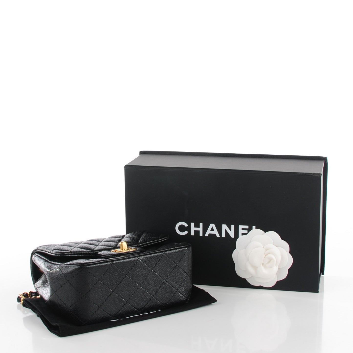 Caviar Quilted Mini Square Flap Black