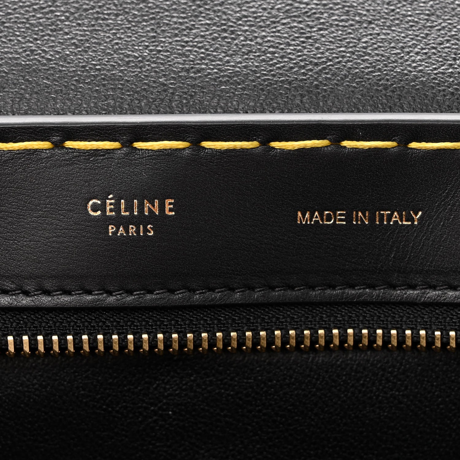 Celine Smooth Calfskin Yellow Stitching Medium Trapeze Black 6 of 10