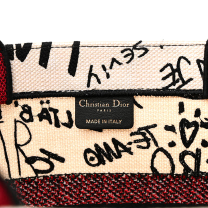 Christian Dior Canvas Embroidered Medium Dioramour Graffiti Book Tote Latte Multicolor 6 of 10