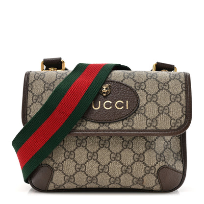 Gucci GG Supreme Monogram Web Small Neo Vintage Double Flap Messenger Bag Beige New Acero 1 of 18