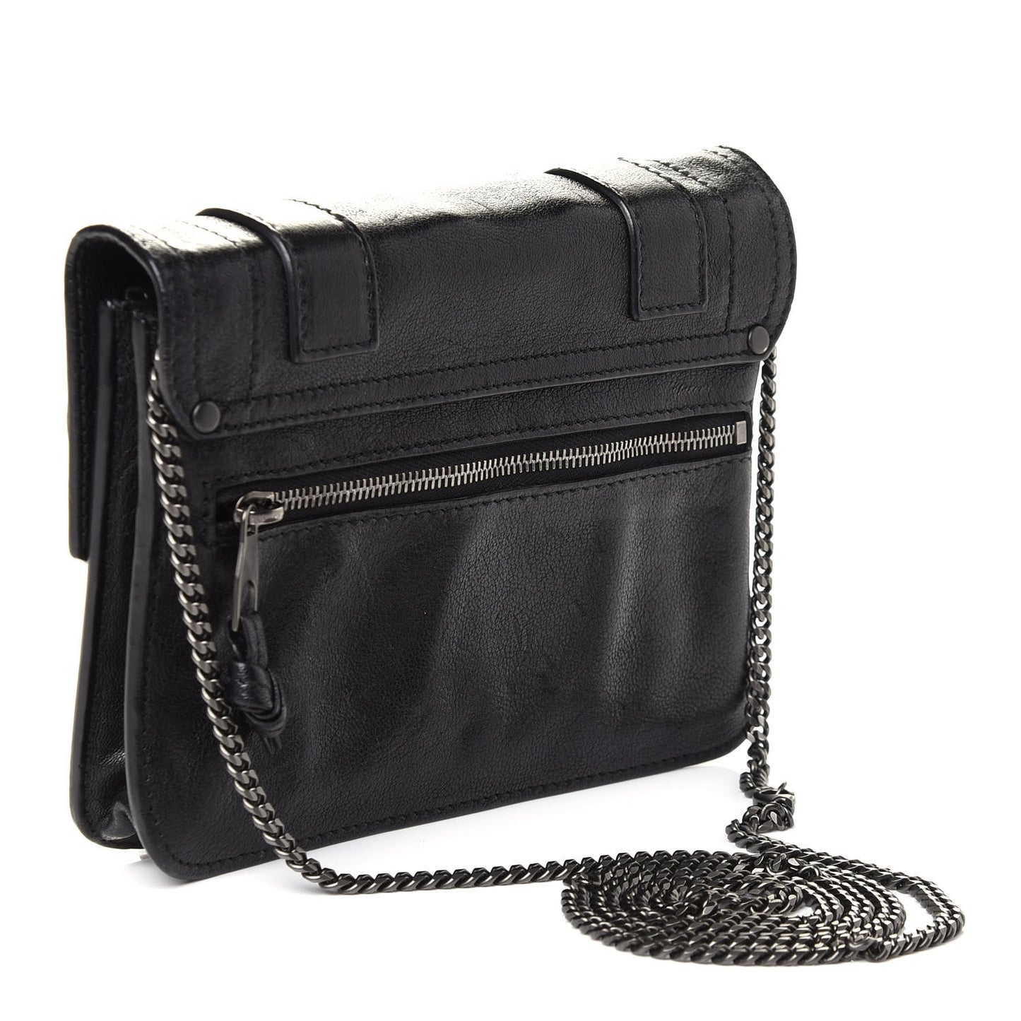 Lambskin PS1 Large Chain Wallet Black