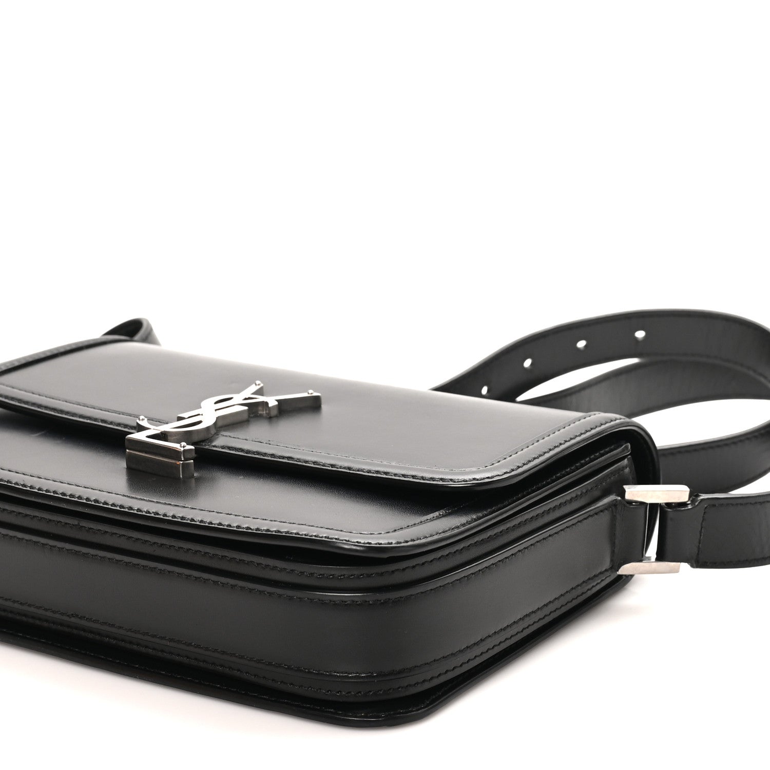 Saint Laurent Box Calfskin Monogram Medium Solferino Satchel Black 9 of 10