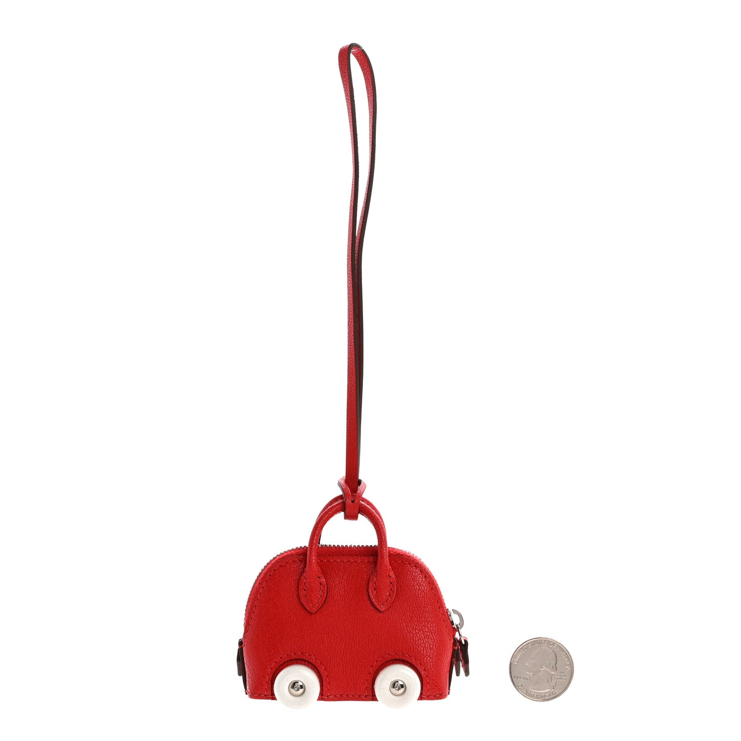 Hermes Chevre Mysore Bolide On Wheels Bag Charm Rouge de Coeur 2 of 5