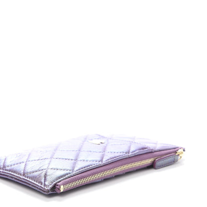 Chanel Metallic Aged Calfskin Quilted Classic Flat Wallet Pouch Purple 9 of 10