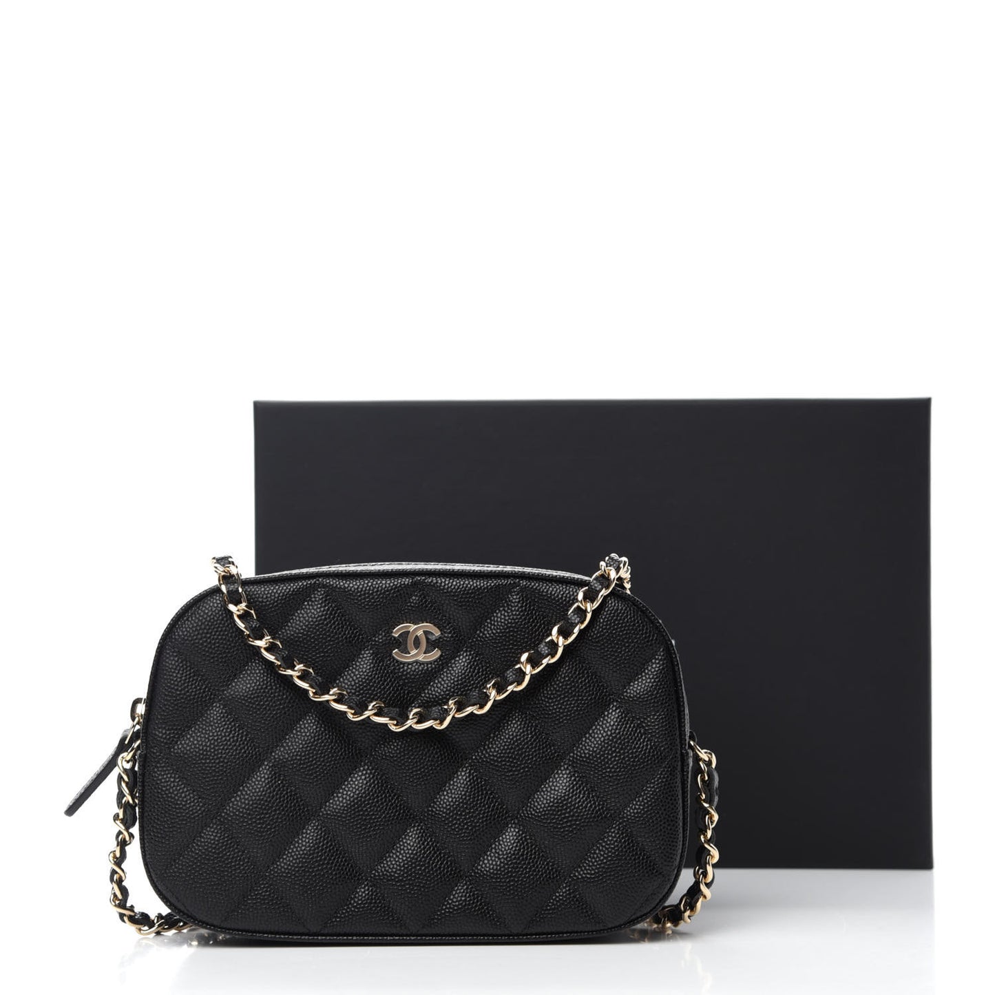 Caviar Quilted Vanity With Chain Black