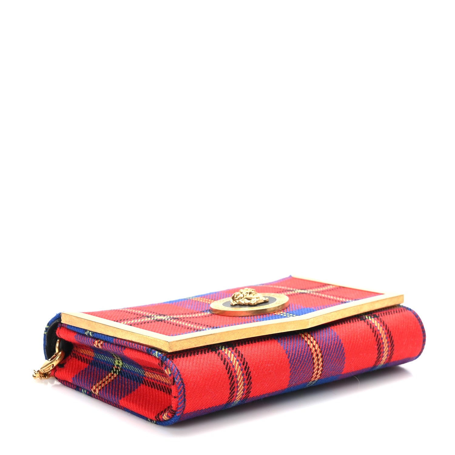 Versace Calfskin Tartan Medusa Clutch On Chain Red 4 of 8