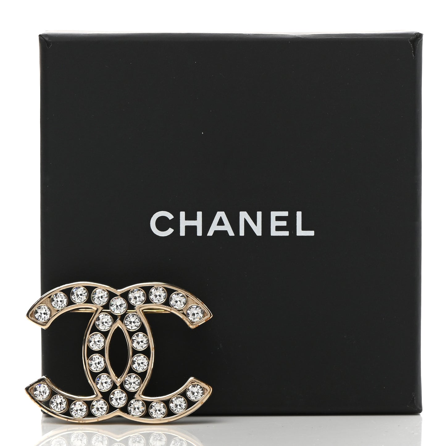 Crystal CC Brooch Light Gold