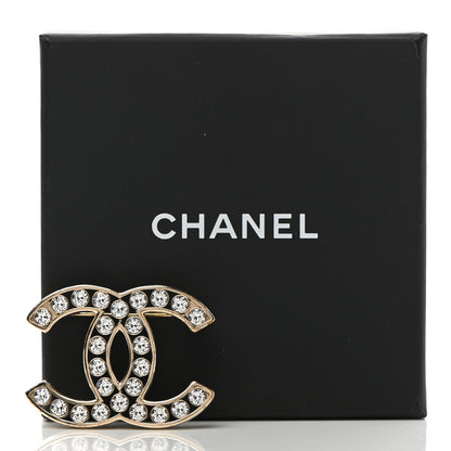 Chanel Crystal CC Brooch Light Gold 7 of 7