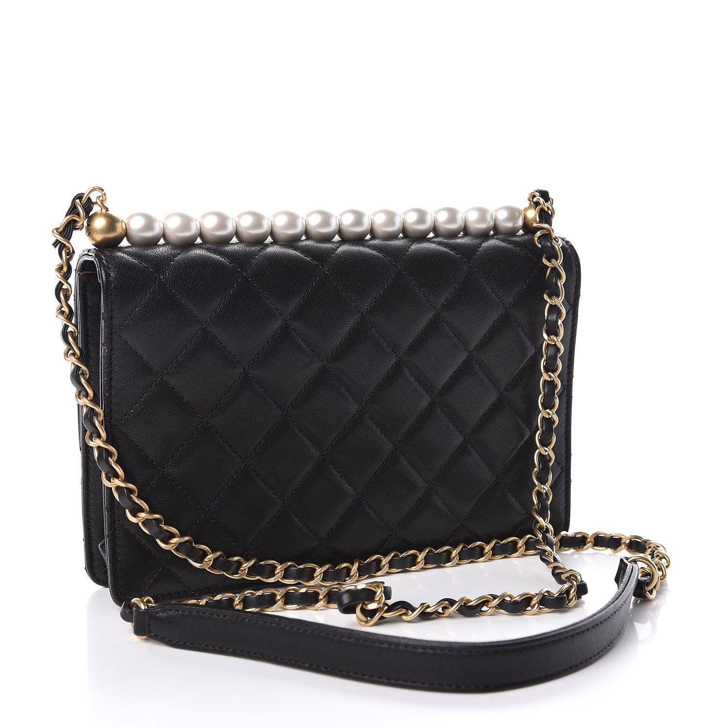 Chanel Lambskin Quilted Small Chic Pearls Flap Black 3 of 12