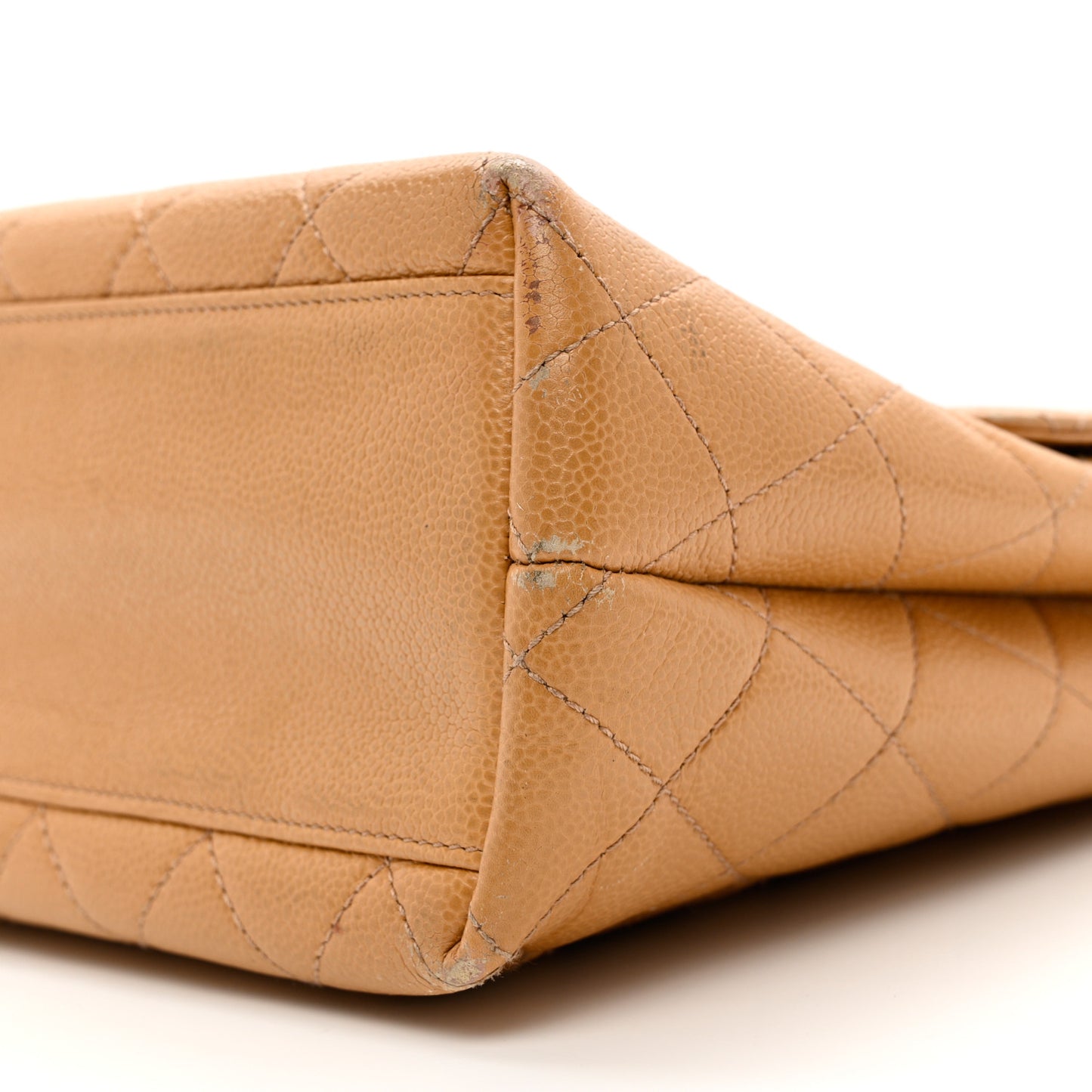 Caviar Quilted Jumbo Kelly Flap Beige